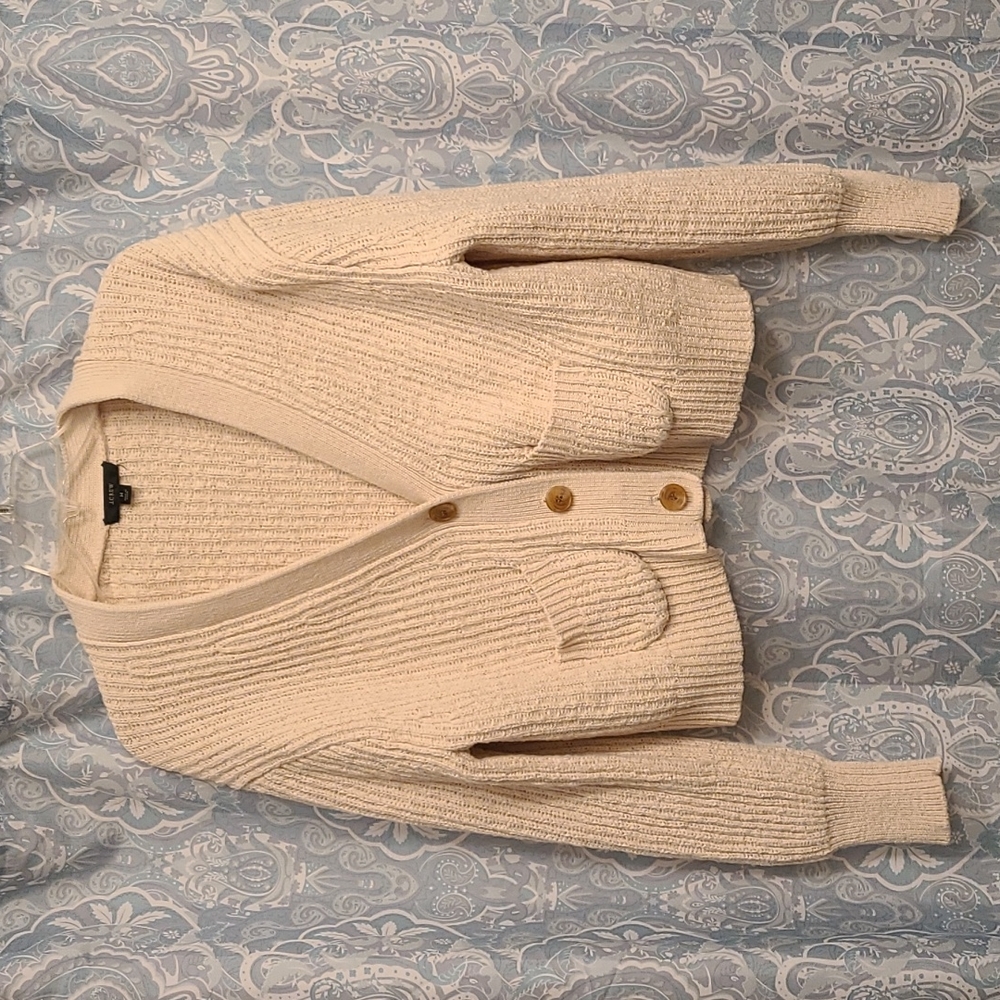 J. Crew Cream Chunky Knit Button-Front Cardigan - Picture 2 of 6